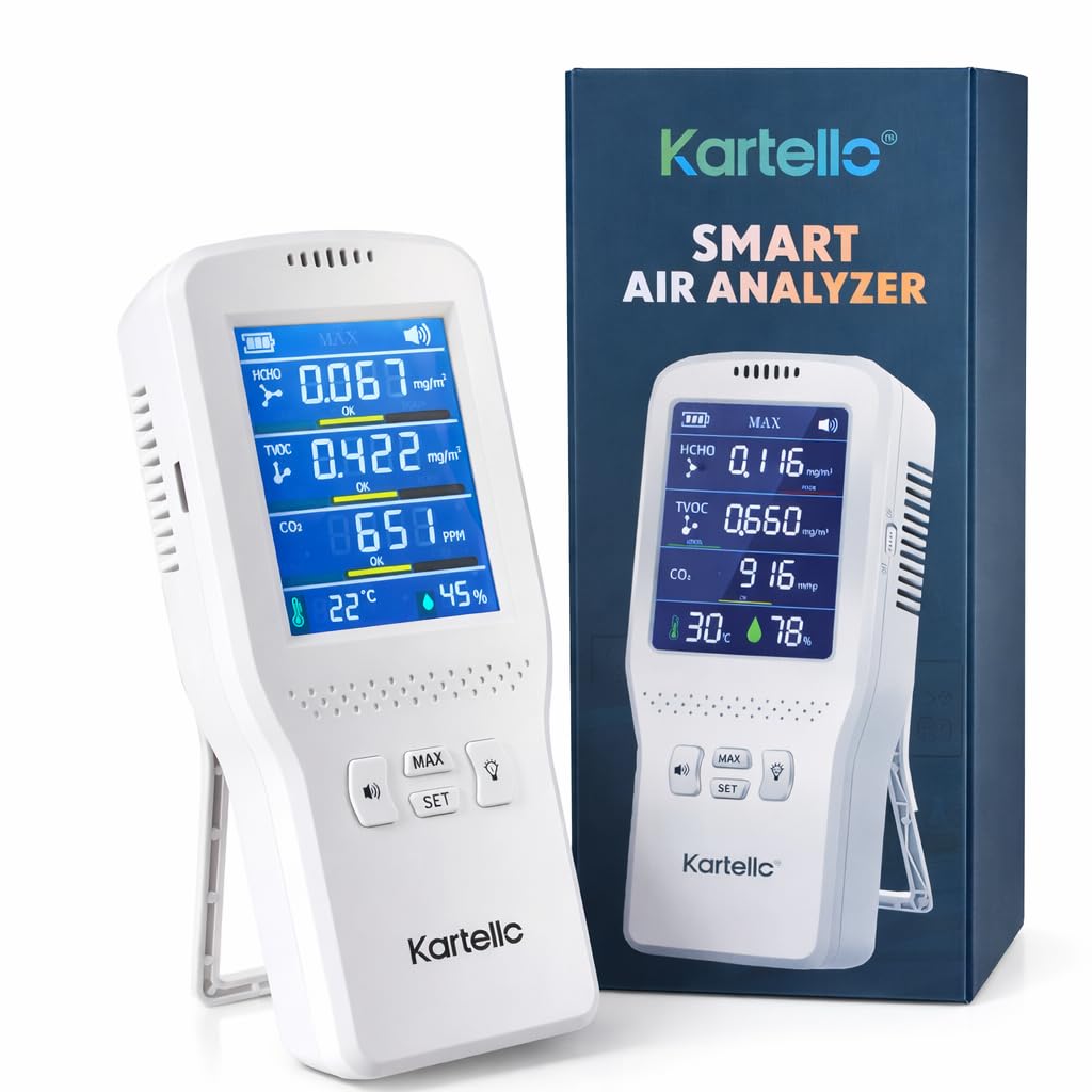 Kartello Air Quality Meter, Track, Measure, Improve Indoor and Outdoor Air, 8 in 1 Real time AQI, Detecting HCHO, TVOC, CO2, CO, PM2.5, Temperature and Humidity, Rechargeable Battery-picture-11