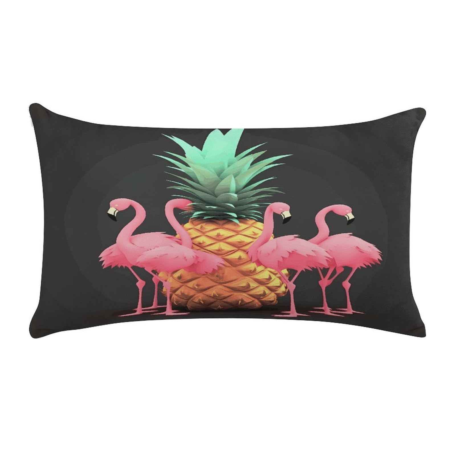 FodPand Pineapple Flamingos Throw Pillow Covers Rectangular Pillow Case Short Plush Pillowcase Cozy Pillow Protector Pillow Shames Soft Cushion Cases Decor Lumbar Pillow Shell 12"X20"