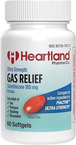 Heartland Pharma Gas Relief Simeticona 80mg Tableta masticable  Pastilla masticable de menta  Fabricado en los Estados Unidos  (100 unidades)