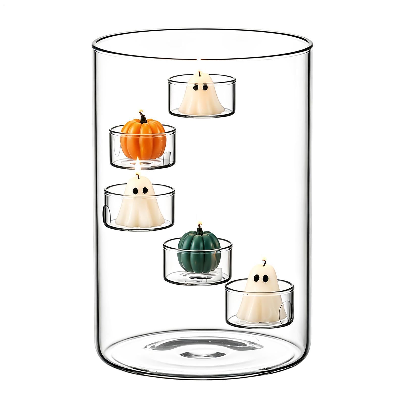Photophore en verre pour décoration de table rotative en verre