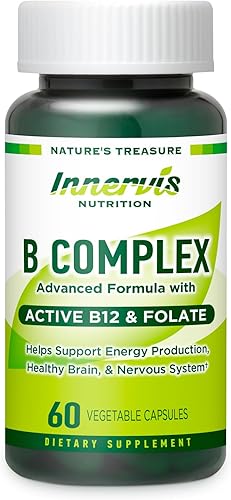 Complejo B bioactivo con B12 activo y folato - Apoya la energía, la salud del cerebro y los nervios, 60 cápsulas veganas