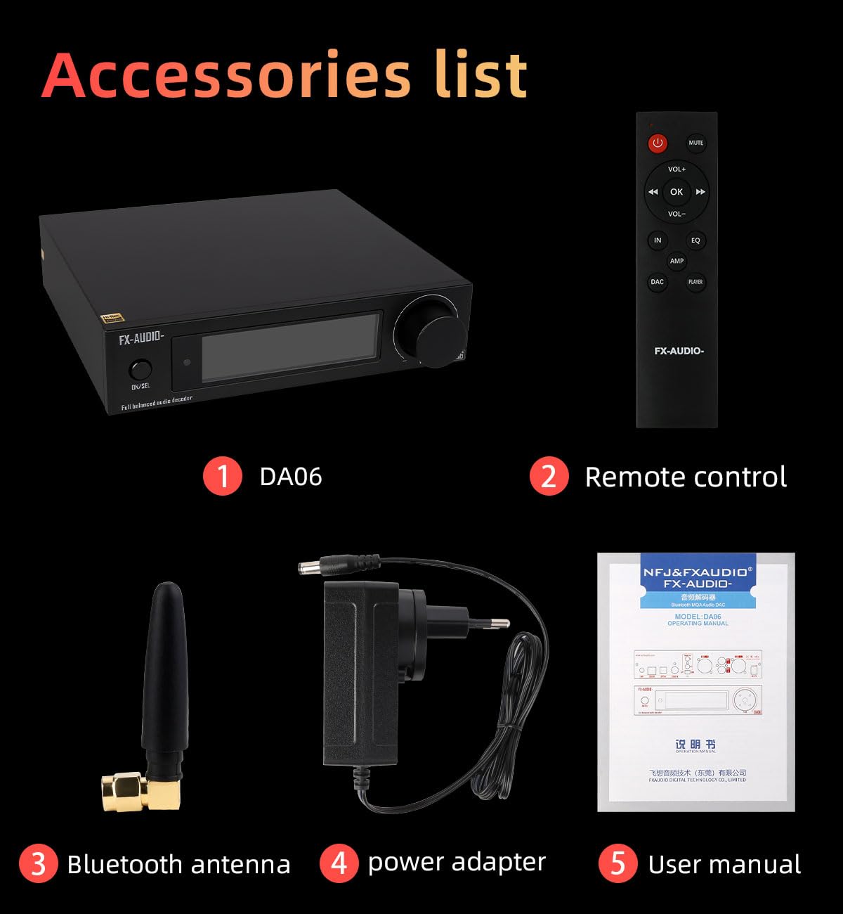 FX-Audio- DA06 MQA Vollständig erweiterbarer Audio-Decoder Dual AKM4493SEQ XU316 768 kHz/32 Bit DSD512 Hi-Res Echt symmetrischer DAC mit Fernbedienung