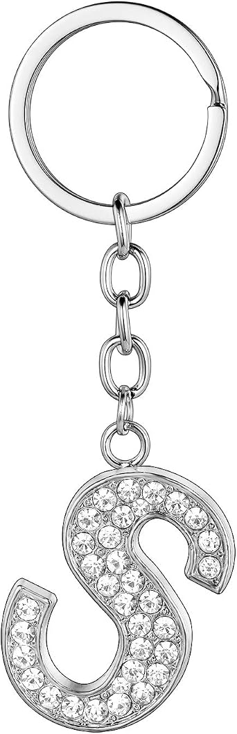 BESPMOSP A-Z Initials Letter Keychain Best Friend Gift Keychains for Women Shiny Crystal Keyring Birthday Gifts