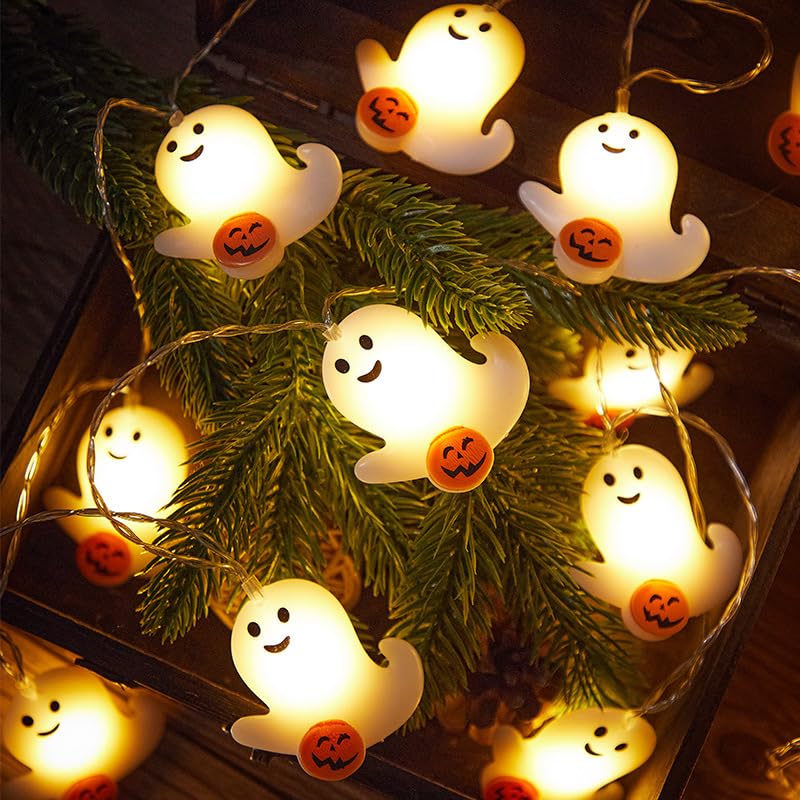 zhonghua Ghost String Lights, 6M 40LED Ghost Fairy Light Indoor Fairy String Lights Outdoor Battery (Warm White)