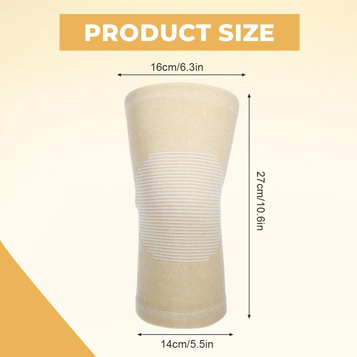 VASANA 1 paio di ginocchiere elastiche a compressione, unisex, per sport, basket, danza, ciclismo, arrampicata, yoga (beige), Colore della pelle, M