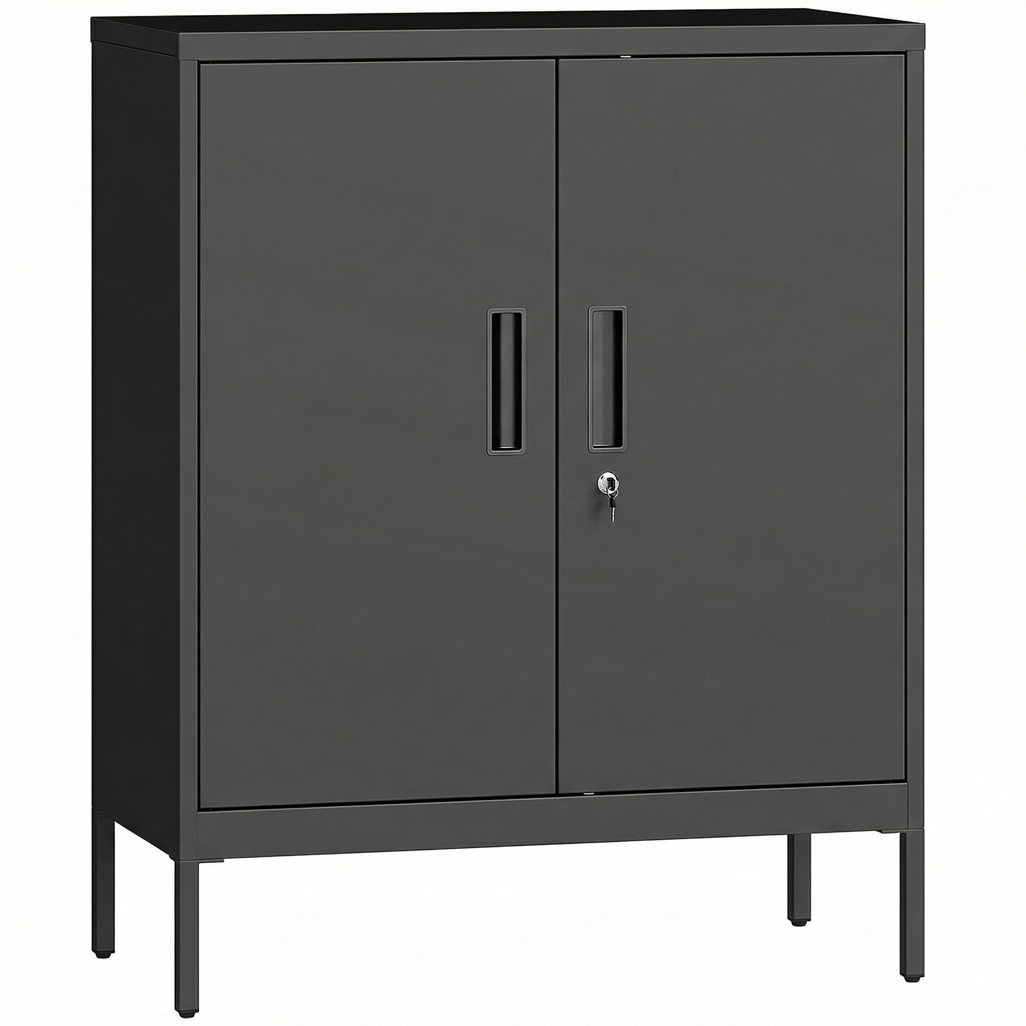HOMCOM Metal Storage Cabinet with Lock, Office Storage Cupboard, Black