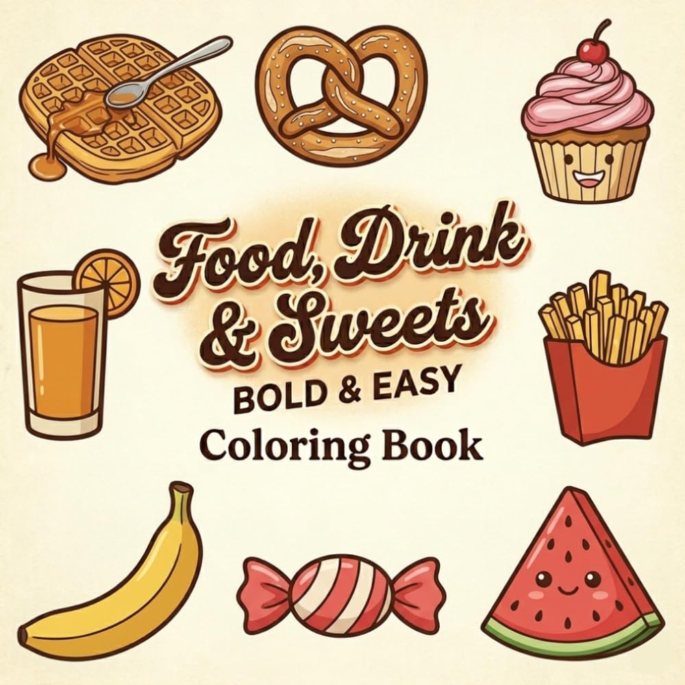 Food & Dessert Coloring Book for Relaxation: Fun and Relaxing Food and Dessert Illustrations for Beginners and Stress Relief