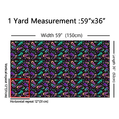 Tissu d'Halloween aux plumes fluorescentes imperméable 92x150cm - 2