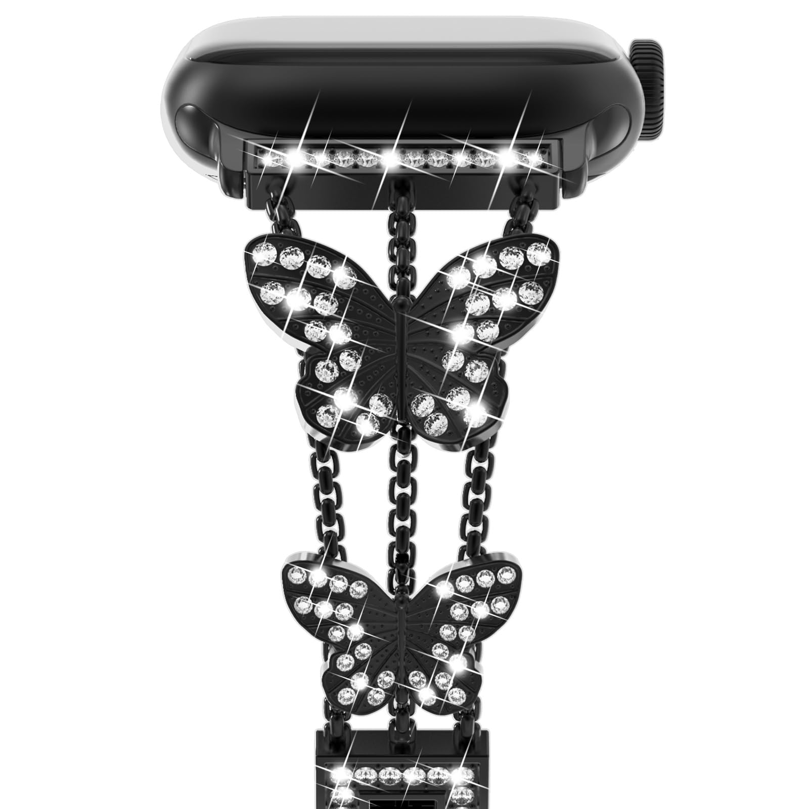 Compatible with Apple Watch Strap 38mm 40mm 41mm 42mm 44mm 45mm 46mm,Women Sparkling Bling Crystal Stainless Steel Link Bracelet Replacement Band for iwatch Series 10/9/8/7/6/5/4/3/2/1/SE