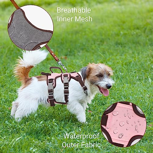 LiebeDD Hundegeschirr für Kleine Mittelgroße Hunde Welpen Geschirr, Anti Zug Geschirr Hund Sicherheitsgeschirr Ausbruchsicher, Panikgeschirr für Hunde Zuggeschirr Hund, Rosa, S