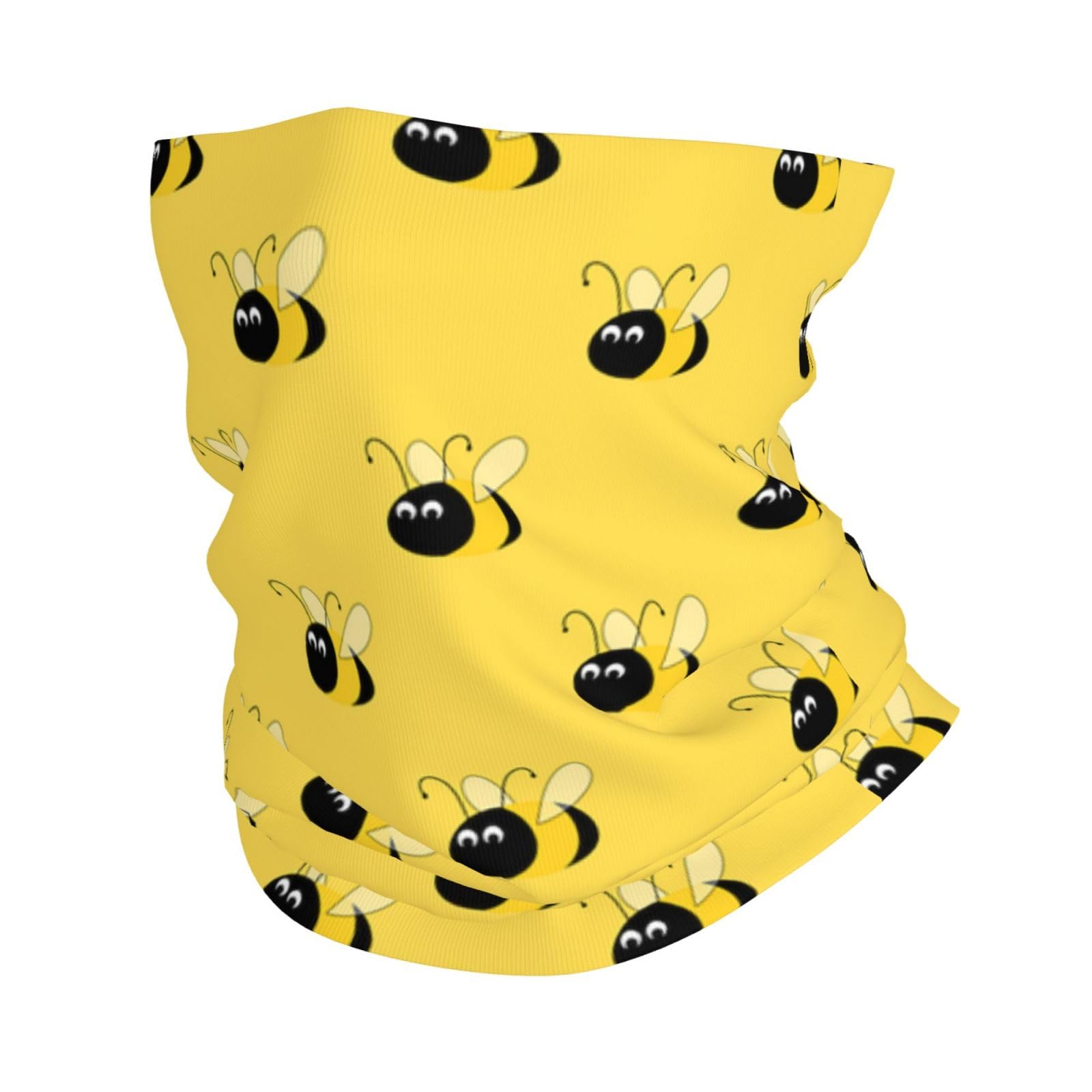 UV Neck Gaiter, Headband Neck Warmer Face Cover Tube Half Face Mask Scarf Balaclava,Bumblebee Yellow Print