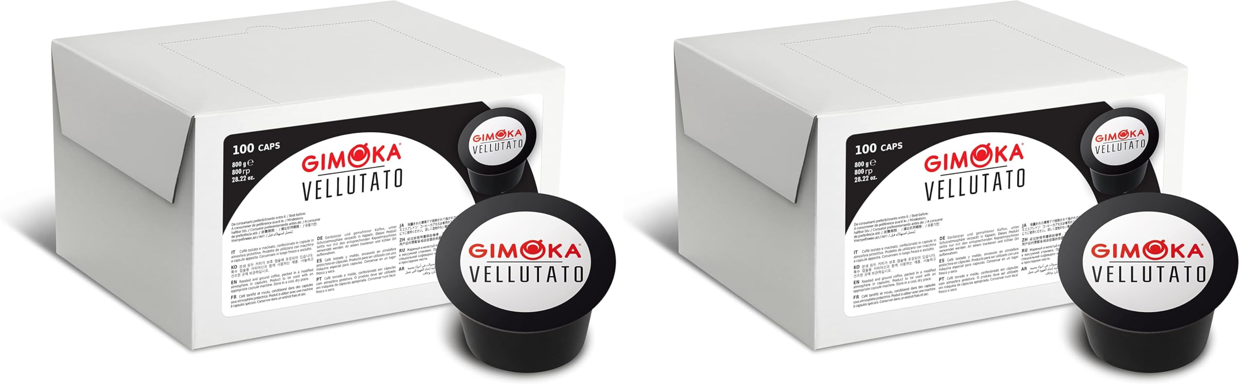 Gimoka - Compatibile Per Lavazza Blue - 100 Capsule - Gusto VELLUTATO - Intensità 6-100% Arabica - Made In Italy (Confezione da 2)
