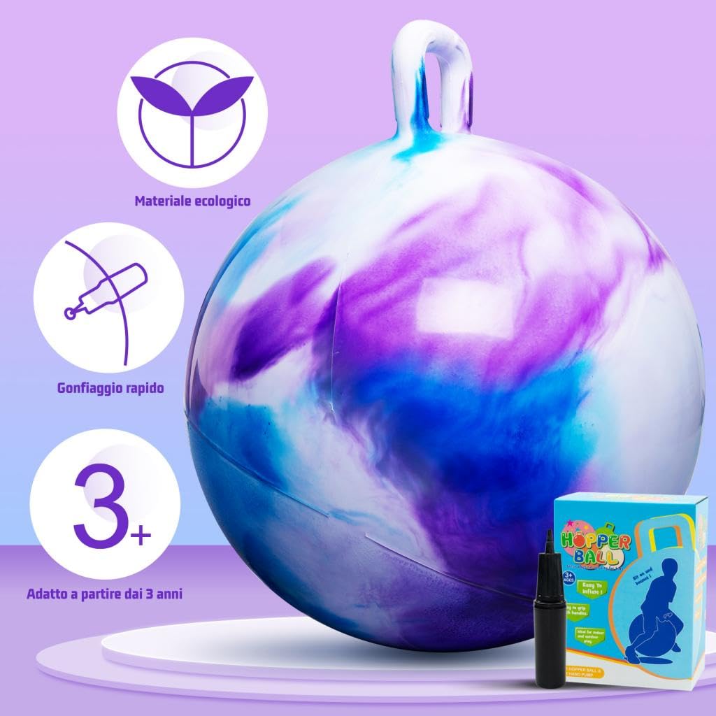 U&C Planet Balones Saltadores 55 cm Pelota de Salto para Niños 7-12 Pelota de Saltar Hinchable con Bomba Apto para Uso en Interiores y Exteriores Regalo Ideal - 4