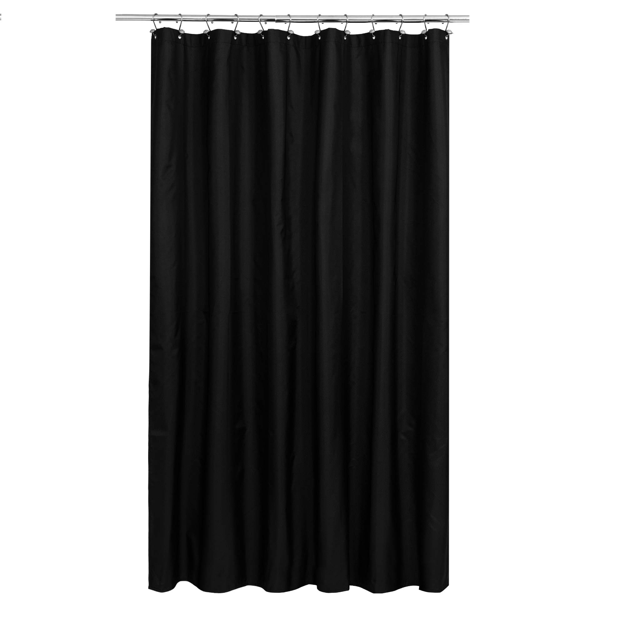 N&Y Home Fabric Shower Curtain Extra Long Hotel Quality Machine Washable Water Resistant Black 72" x 84"