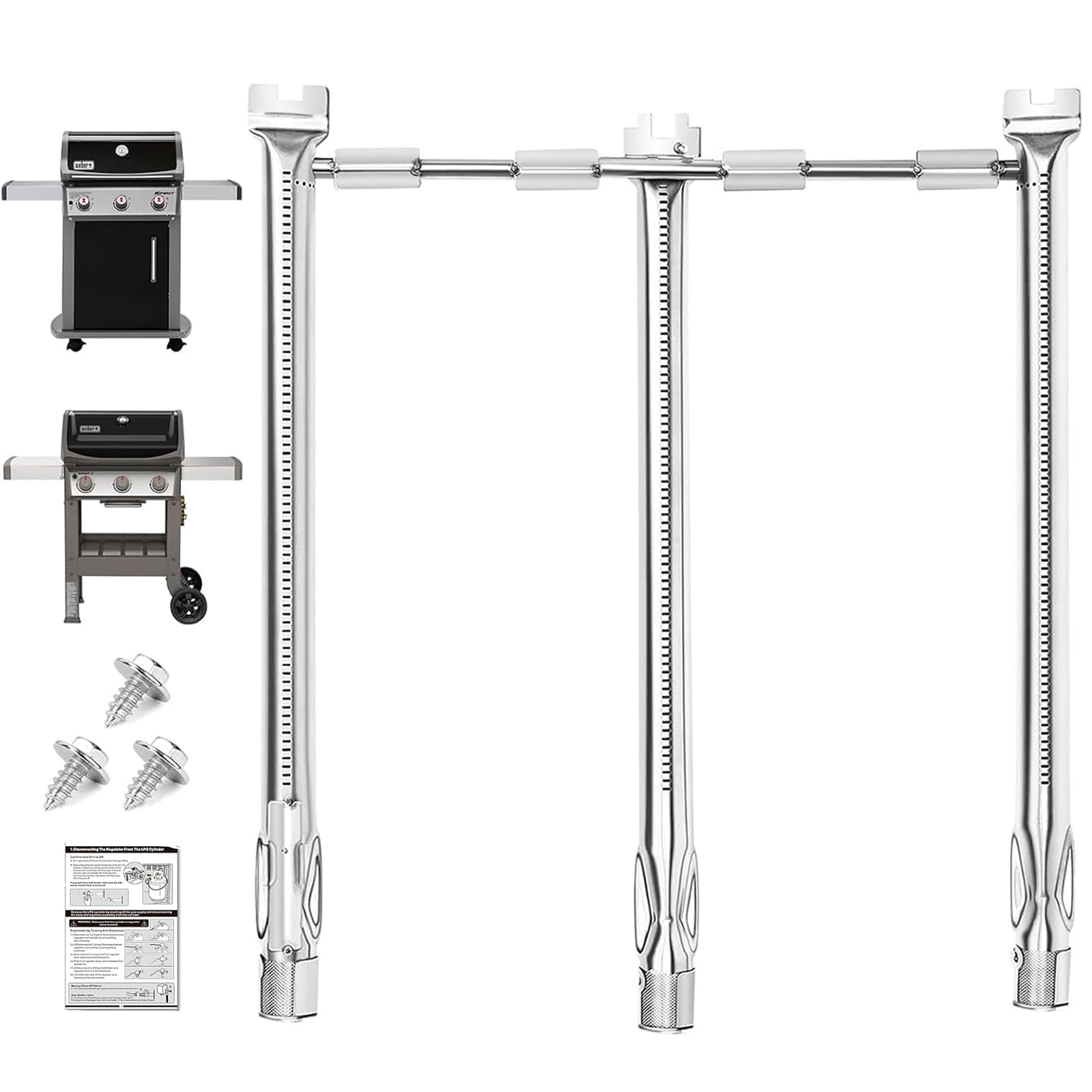 Utheer 69787 Grill Burner Tube 18 Inches for Weber Spirit 300 Series, Spirit E310 S310 E320 S320 E330 S330 SP330 (2013 and Newer), Fits Up Front Control, 304 Stainless Steel
