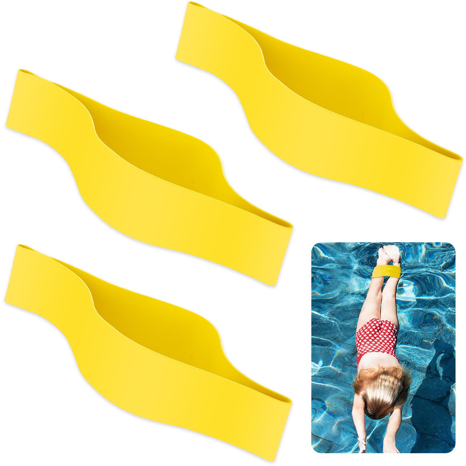 Motionchic 3 Pcs Rubber Pulling Ankle Strap for Swimming Yellow Ankle Bands Swim Band Swimming Gear for Legs Resistance Exercise Strength Swimming Training Equipment Accessories