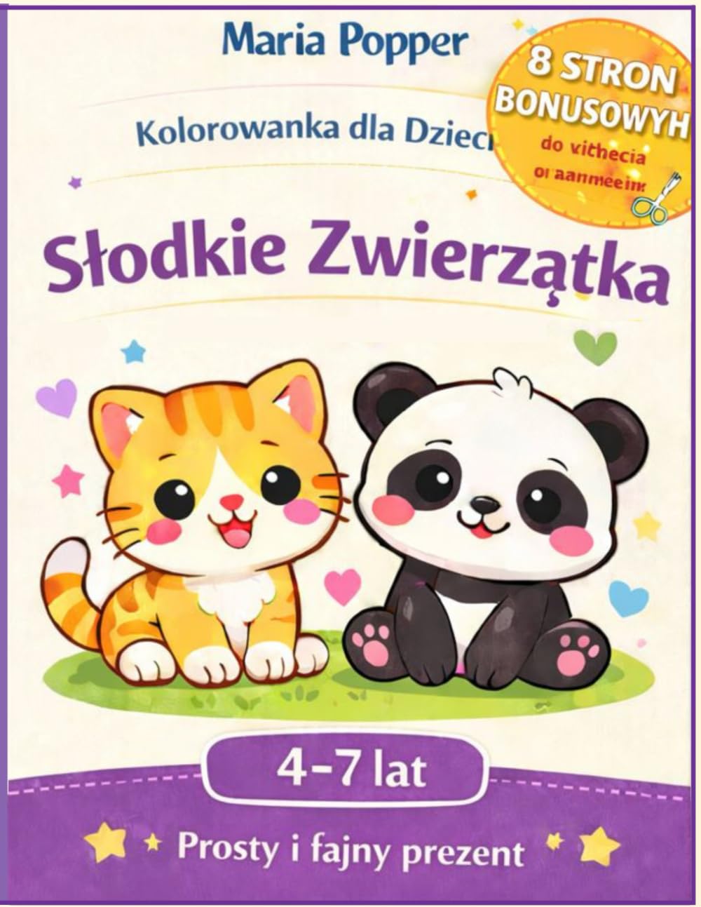 Słodkie zwierzęta – łatwa i zabawna kolorowanka dla dzieci: Kawaii rysunki, urocze zwierzęta, proste czarno‑białe ilustracje, kreatywna zabawa dla dzieci w wieku 3–7 lat