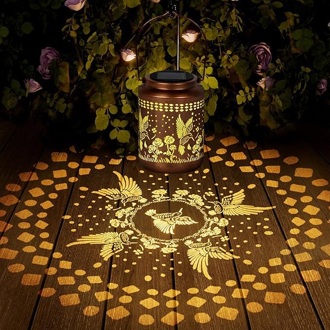 Image of Hummingbird Solar Lantern Outdoor Hummingbird Decor Garden Decor Waterproof Decor Light Hanging Solar Lights Yard Decor, Christmas Gifts, Gifts for Women, Gifts for Mom, Gifts for Grandma