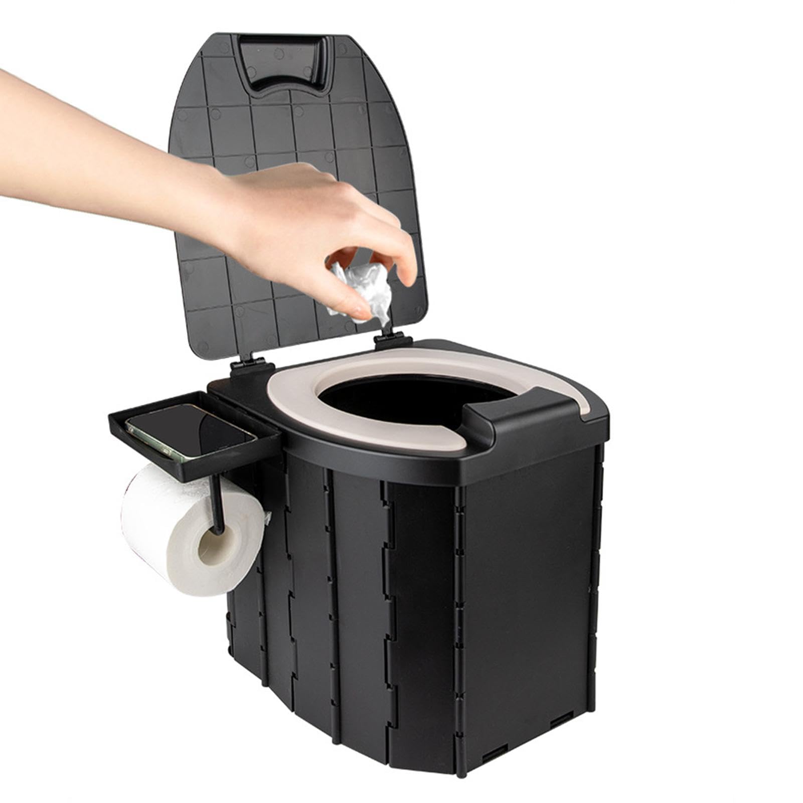 Campingtoilette, tragbare Toilette für Camping Kompaktes Töpfchen | Faltbare, leicht zu reinigende Außentoilette mit PU-Kissen für Boot, lange Reisen, Angeln, , Stau, Zuhause, im Freien