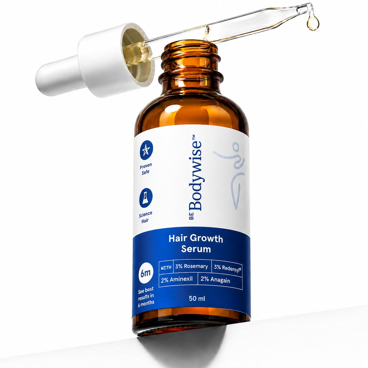 Be Bodywise Hair Growth Serum with 3% Redensyl and 3% Rosemary, 50 ml