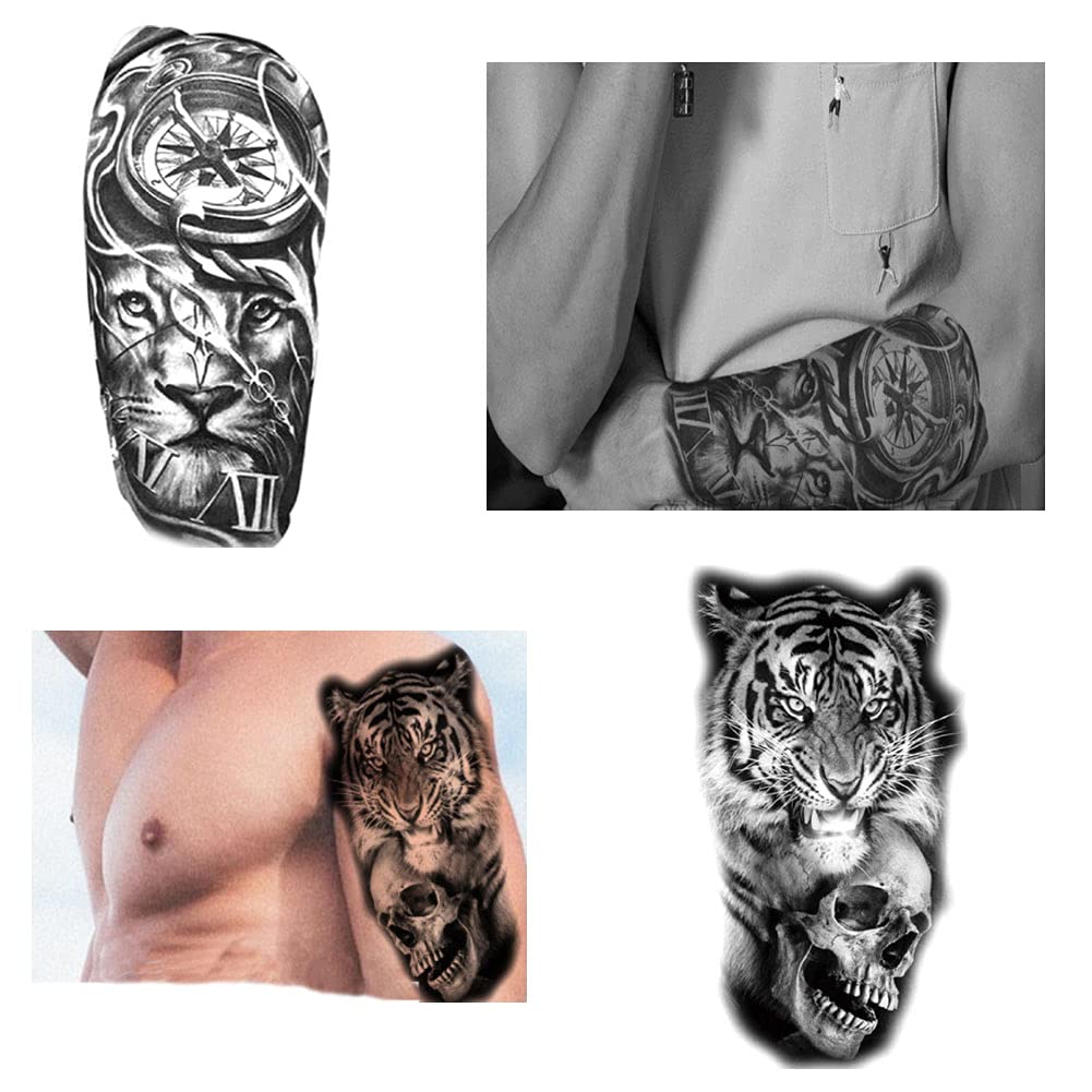Buy RONGRUO 22 Sheets Half Forearm Tattoos Temporary Realistic Lion