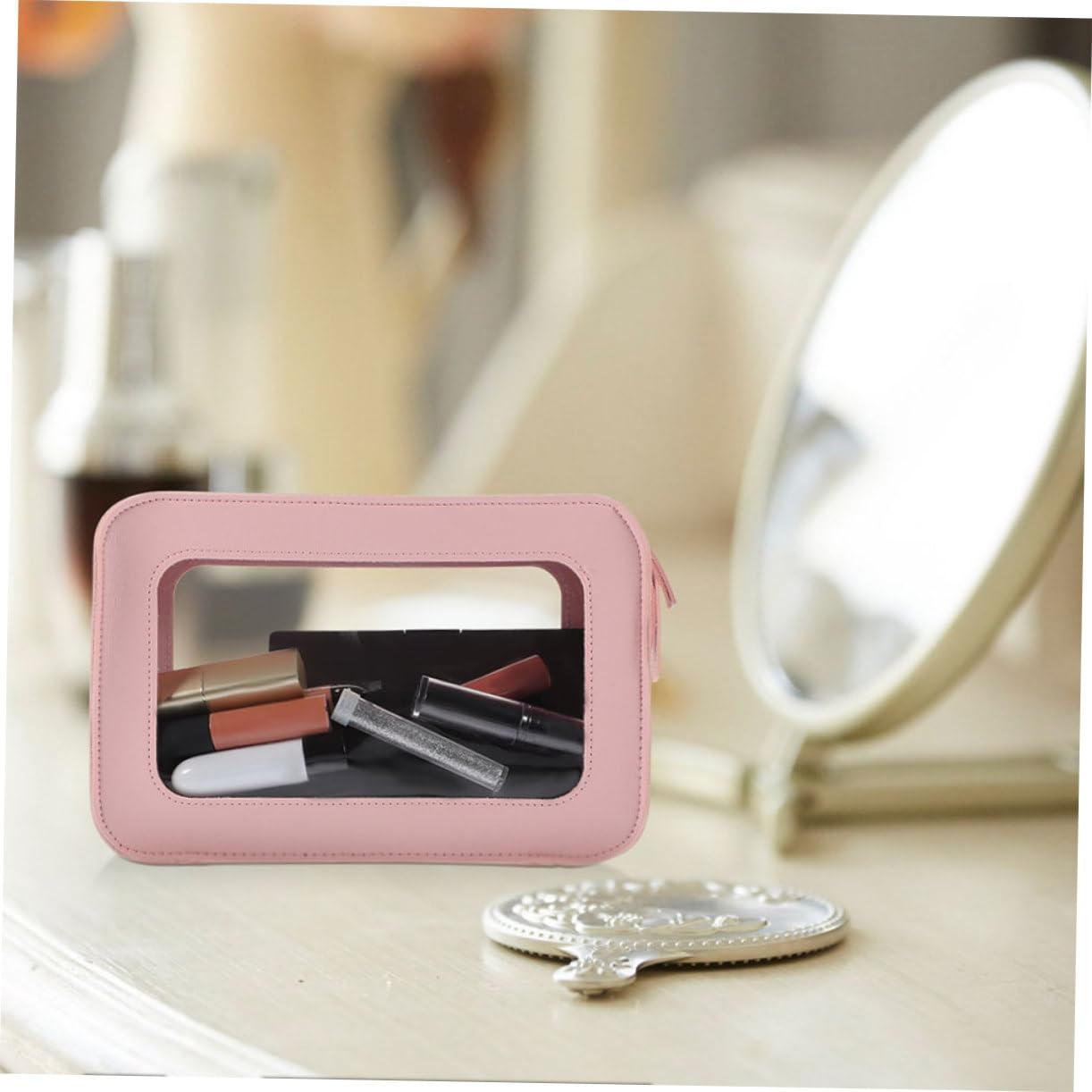 2pezzi Borsa Trasparente Per Trucco e Toiletries Cerniera Liscia Per Viaggi e Uso Quotidiano Per Cosmetici e Accessori Personali