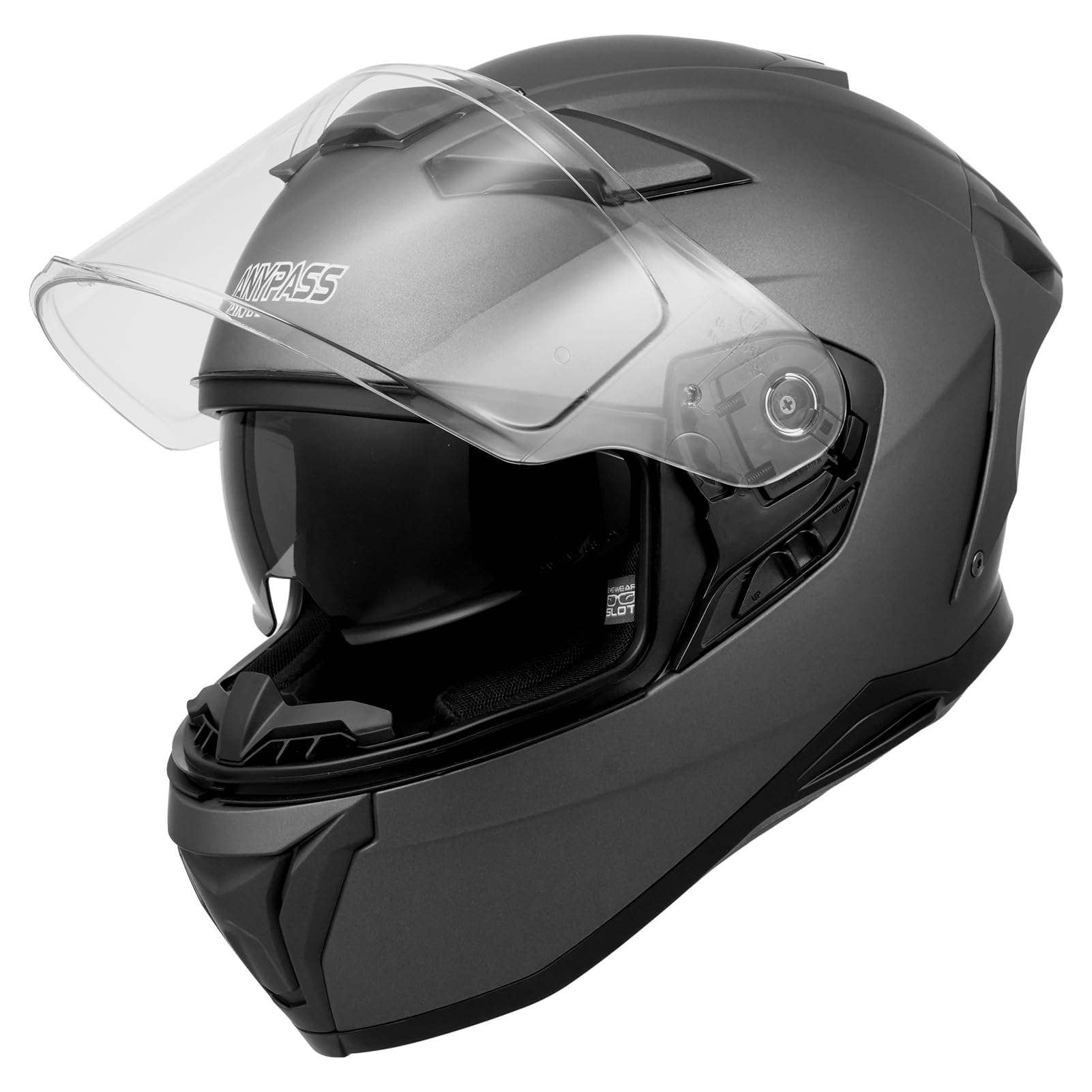 Casco Integrale da Moto con Doppia Visiera, Protezione UV, Omologato ECE 22.06, per Touring, Sport e Città, Modello 939, Taglie S-XL (Grigio, S)