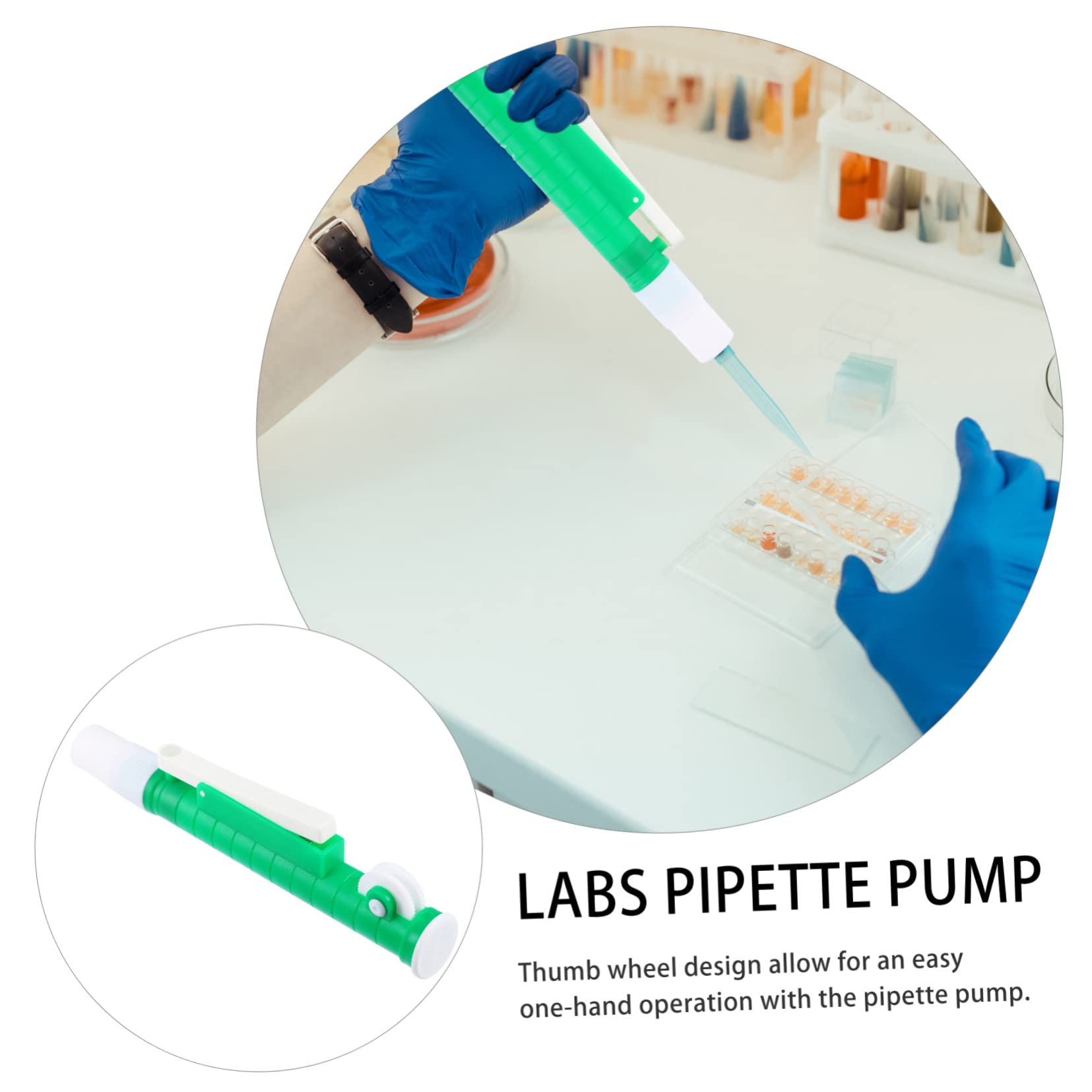 MUSISALY Scientific Pipette Pump Thumb Wheel 10ml Labs Tool Pipette Liquid Sucker Hand Pump Laboratory Instrument High Accuracy