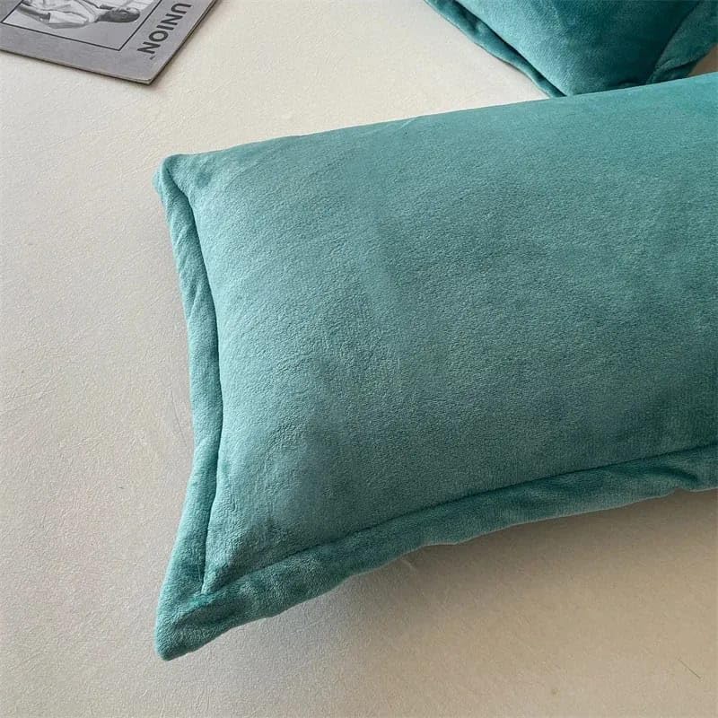 Image of Sands Premium Ultra Soft Woollen Pillow Cover Set of 2 for Winter with Zipper Closure, Cozy Pillow Case Perfect for Warmth, Flannel Warm Pillowcases, King size-18X28 Inches (Green)