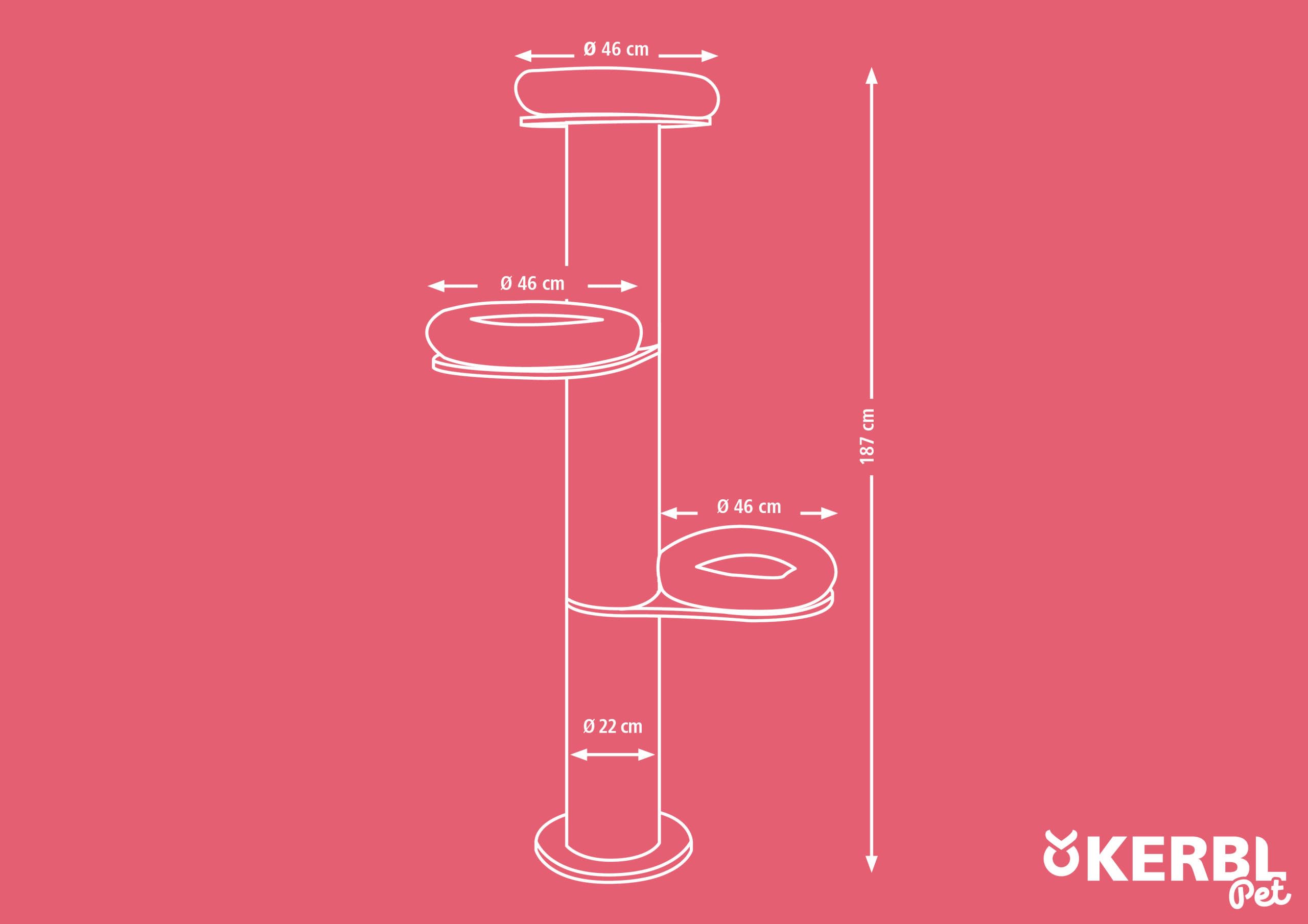 Kerbl Pet Árbol para Gatos Dolomit Tower, Ø38cm, Altura 187cm, Beige