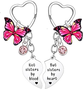 2PCs Best Friends Heart Matching Keychain Friendship Gifts for Women Sister Keychains Bestie Gift Birthday Gifts