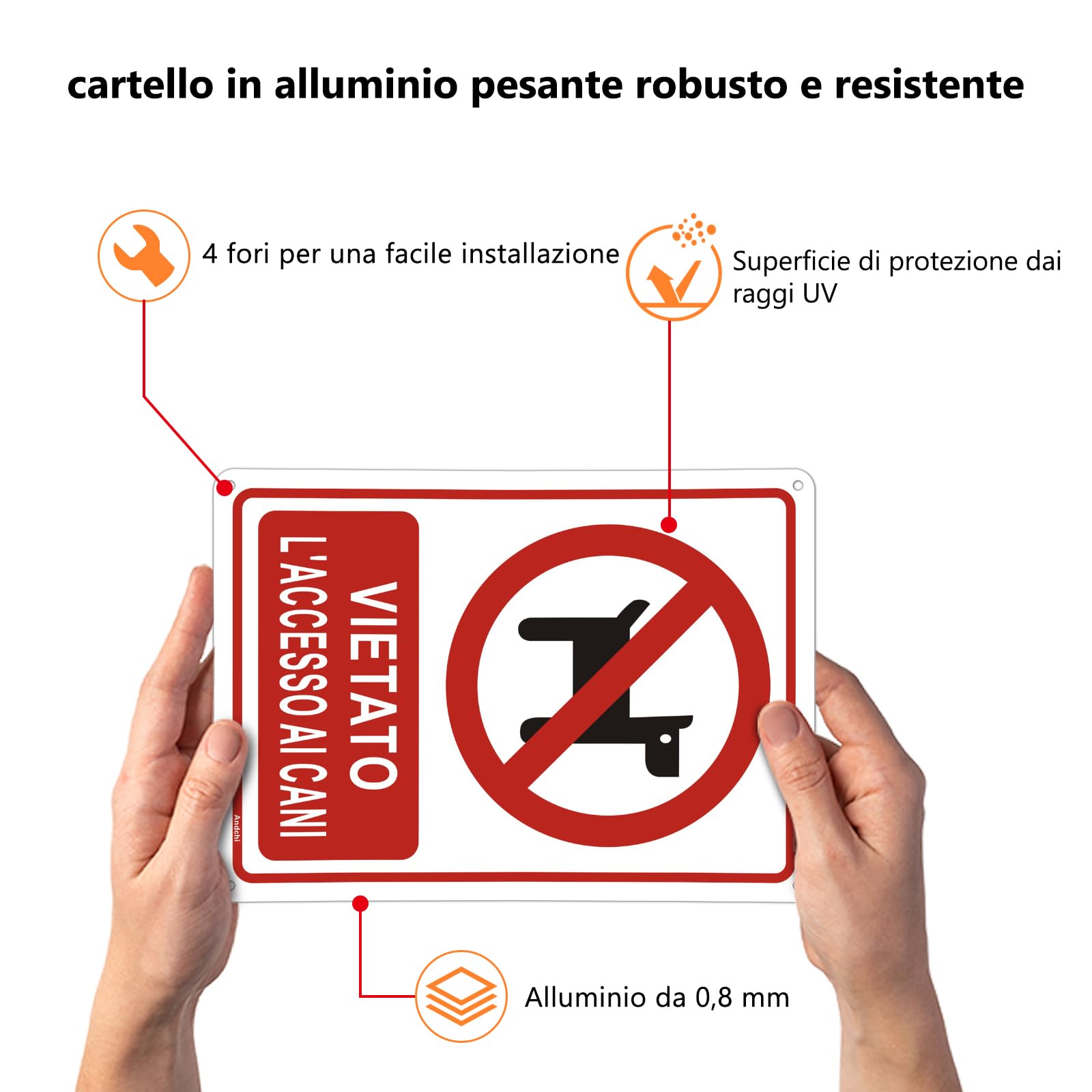 Andchi 2pcs cane divieto segno No Dog accesso avvertimento segno vietato per l'ufficio Hotel Ristorante ecc18x25cm (rosso-cani vietati)