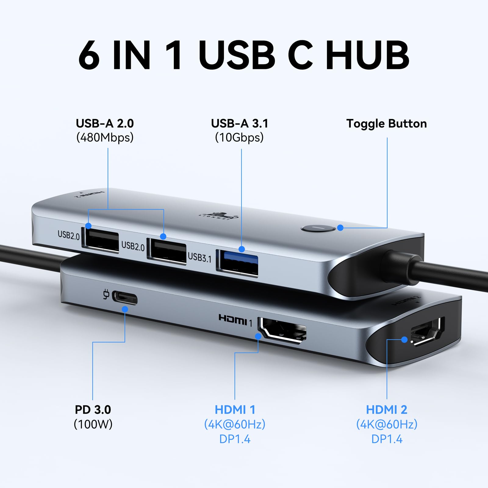 LIONWEI USB C Docking Station Dual Monitor HDMI, Laptop Multiport Adapter — Amazon image 2