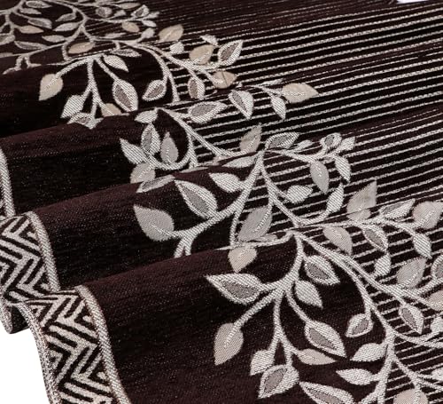Image of Nendle Premium Chenille Floral Sofa Mat Arms Cover Only - Soft & Durable Protector for L Shape /Standard Sofa Set (58 cm, Brown, 1 Piece)