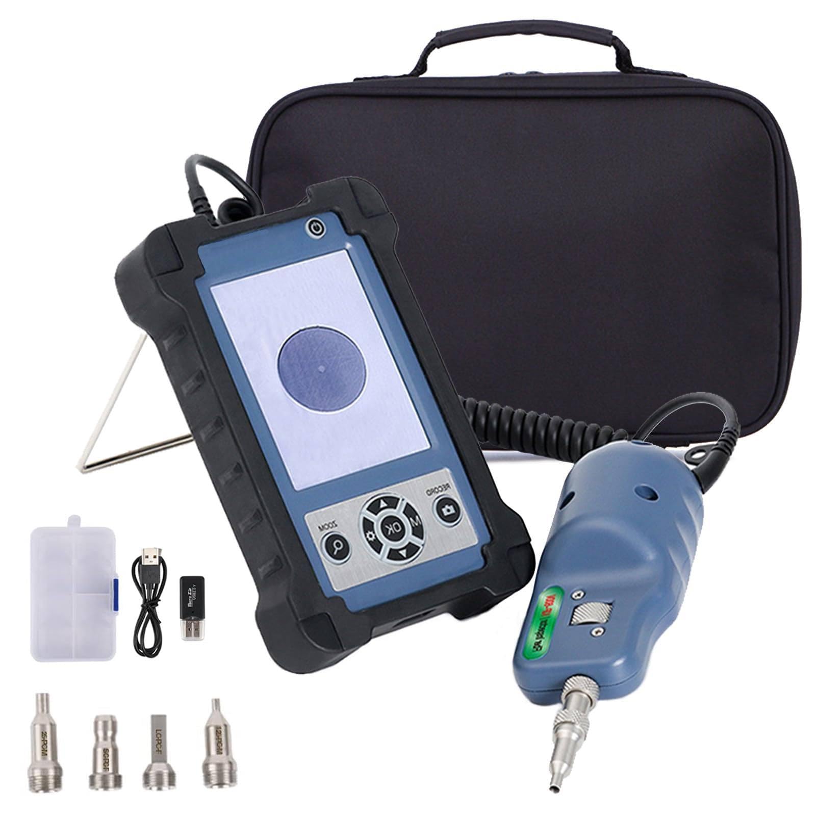 BOOZXCV Fiber Optic Video Microscope, 400X Handheld Fiber Inspector with 3.5-Inch LCD Screen, for Male and Female Fiber Connector Endface Inspection