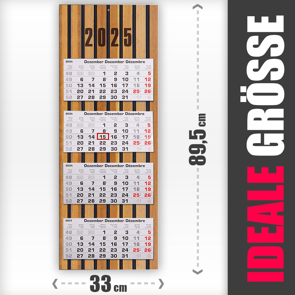 4 Month 2025 Wall Calendar With Date Slider 33 X 89.5 Cm For Optimal
