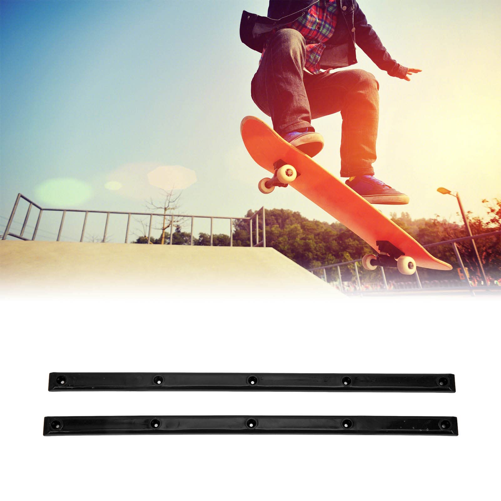Rib Bones Szyny, Trwałe Stabilne Elastyczne Błyszcząca Deskorolka Odporne na Zużycie Szyny Wygląd Longboard Ribs BonesCzarny