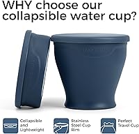 Vista 3 de TakeToday Collapsible Travel Cup - Silicone Foldable Water Cup, BPA-Free with Lid & Waterproof Bag - Drinking Cup Set for Camping, Outdoors &