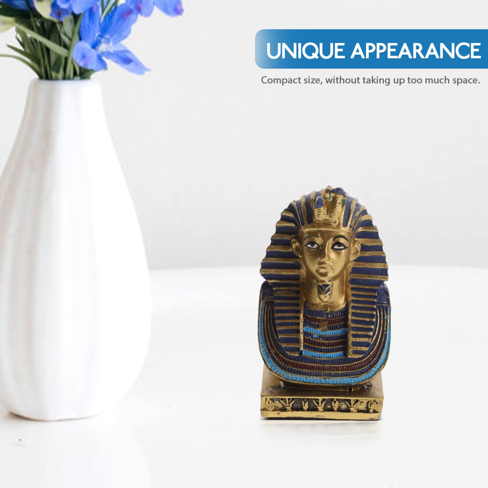 CLISPEED Statue de Pharaon Égyptien Statue de Buste Pharaon en Résine Ancien Roi Égyptien Figurine Sculpture Décorative Collection Décor Bureau à Domicile