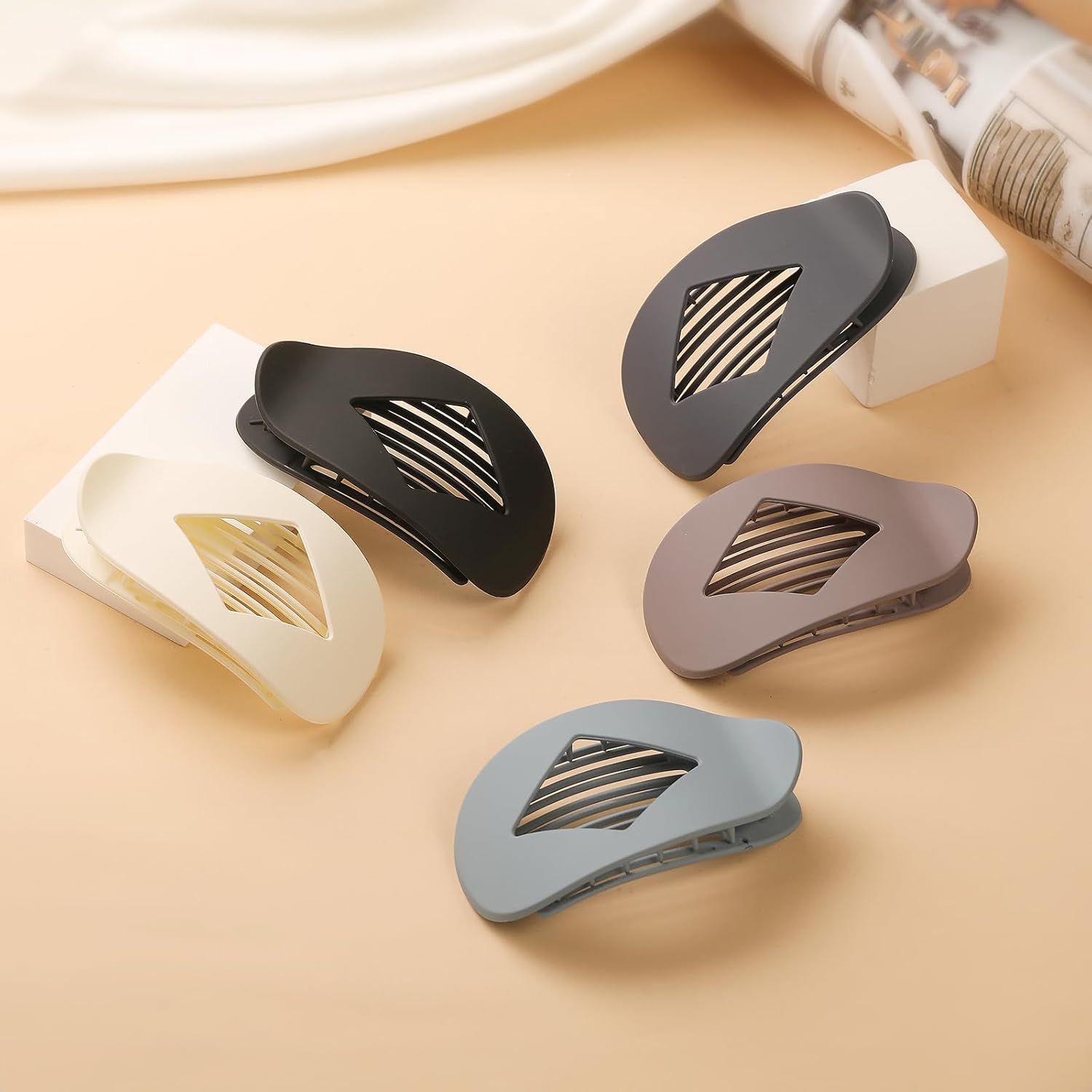 5 PCS Flat Hair Clips, No Crease Flat Claw Clips for Women, Large Strong Hold Barrettes for Thick Thin Hair, French Duckbill Styling Accessories(Matte Blue) - Image 7