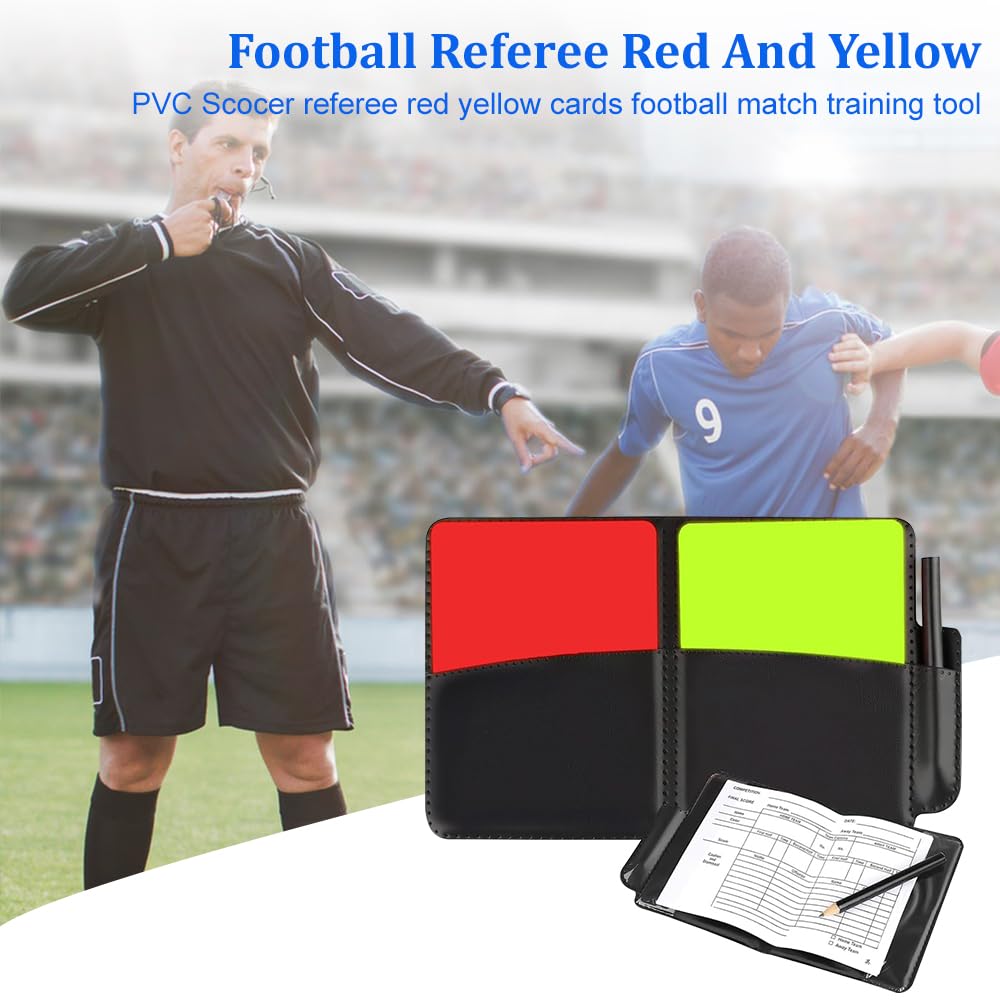 Juego de cartas de árbitro, kit de cuaderno de árbitro deportivo, tarjeta roja amarilla y bolsa de árbitro para fútbol