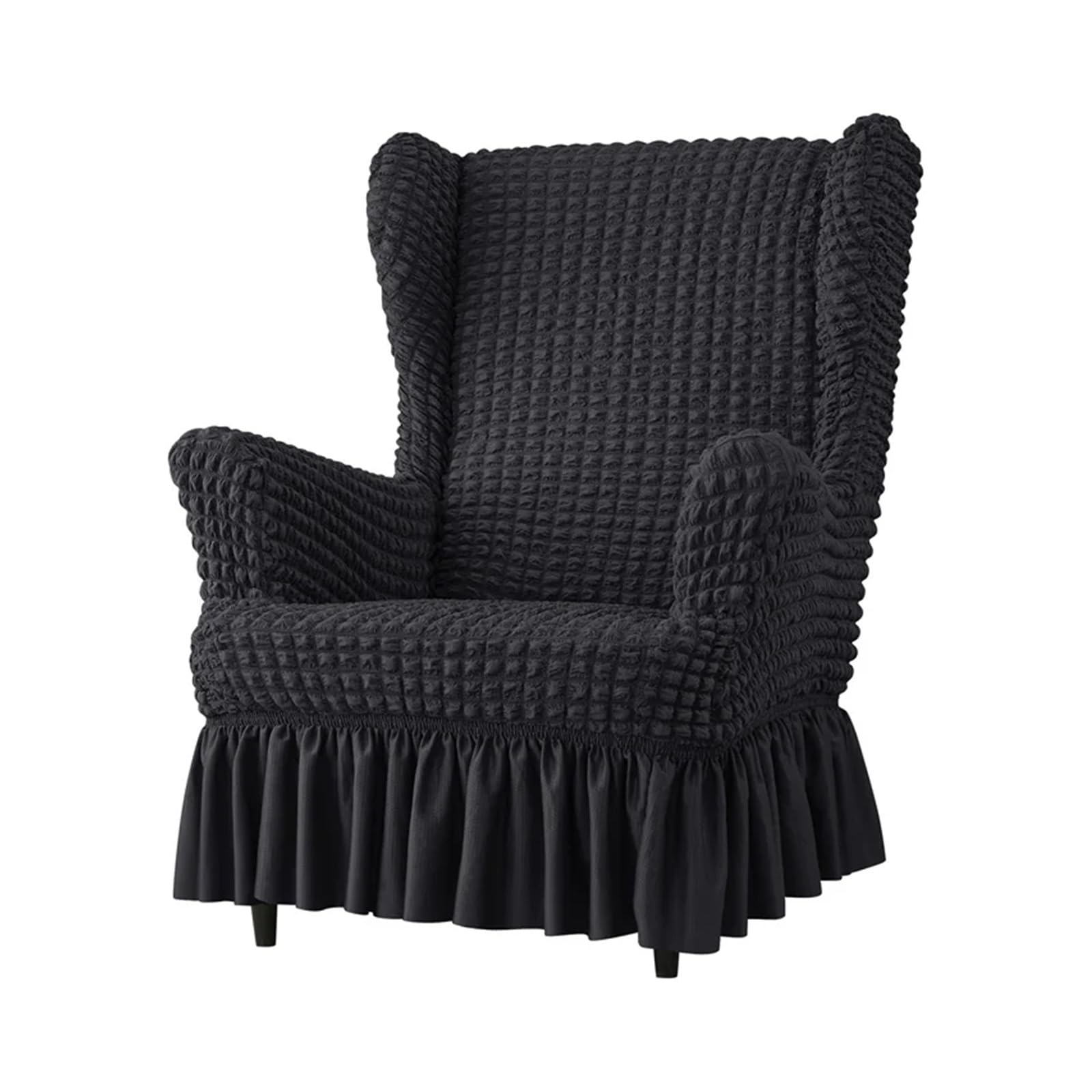 GCYEIDMA Wing Chair Slipcover Seersucker Wing Chair Cover Solid Color Armchair Slipcover Stretch Wingback Sofa Covers with Cushion Home Decor(A5 Wingchair Cover)