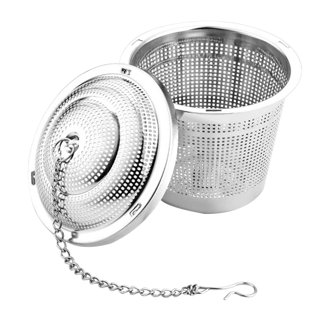 Veemoon 1pc Stainless Steel Spice Filter Mesh Tea Infuser for Loose Leaf Tea Seasoning Portable Reusable Cooking Tool Chain Hook for Easy Use and Removal