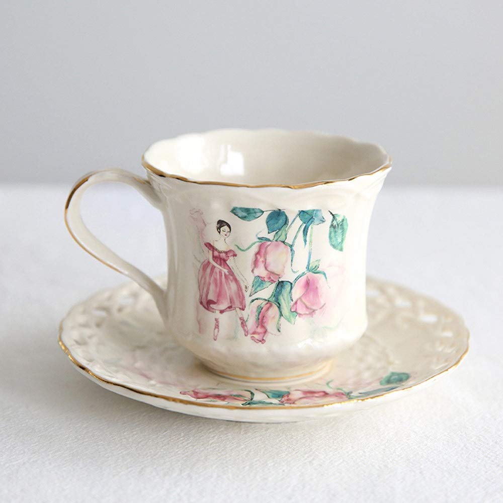 Ceramiczny zestaw filiżanek i spodków do kawy wielokrotnego użytku o pojemności 200 ml, 6,76 uncji Śliczne popołudniowe filiżanki do espresso Kubki na mleko Kubki na koktajle z uchwytem Napoje