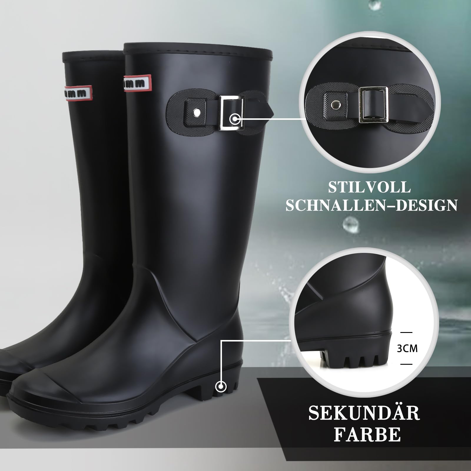 Foinledr Stivali Gomma Donna Stivali Pioggia Stivali in Gomma Stivali di Gomma Donna Stivali Impermeabili Giardinaggio Alti Stivali da Giardino Scarpe Pioggia Donna Stivaletti Pioggia