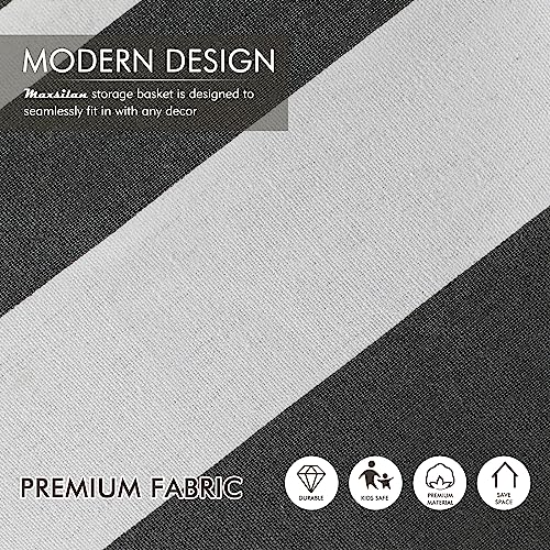 Maxsilan 80L Freestanding Laundry Basket with Extended Handle, Collapsible Large Cotton Clothes Hamper Storage Basket, Gradient Grey - Cosy Home Interiors Maxsilan 80L Freestanding Laundry Basket with Extended Handle, Collapsible Large Cotton Clothes Hamper Storage Basket, Gradient Grey - Image 4