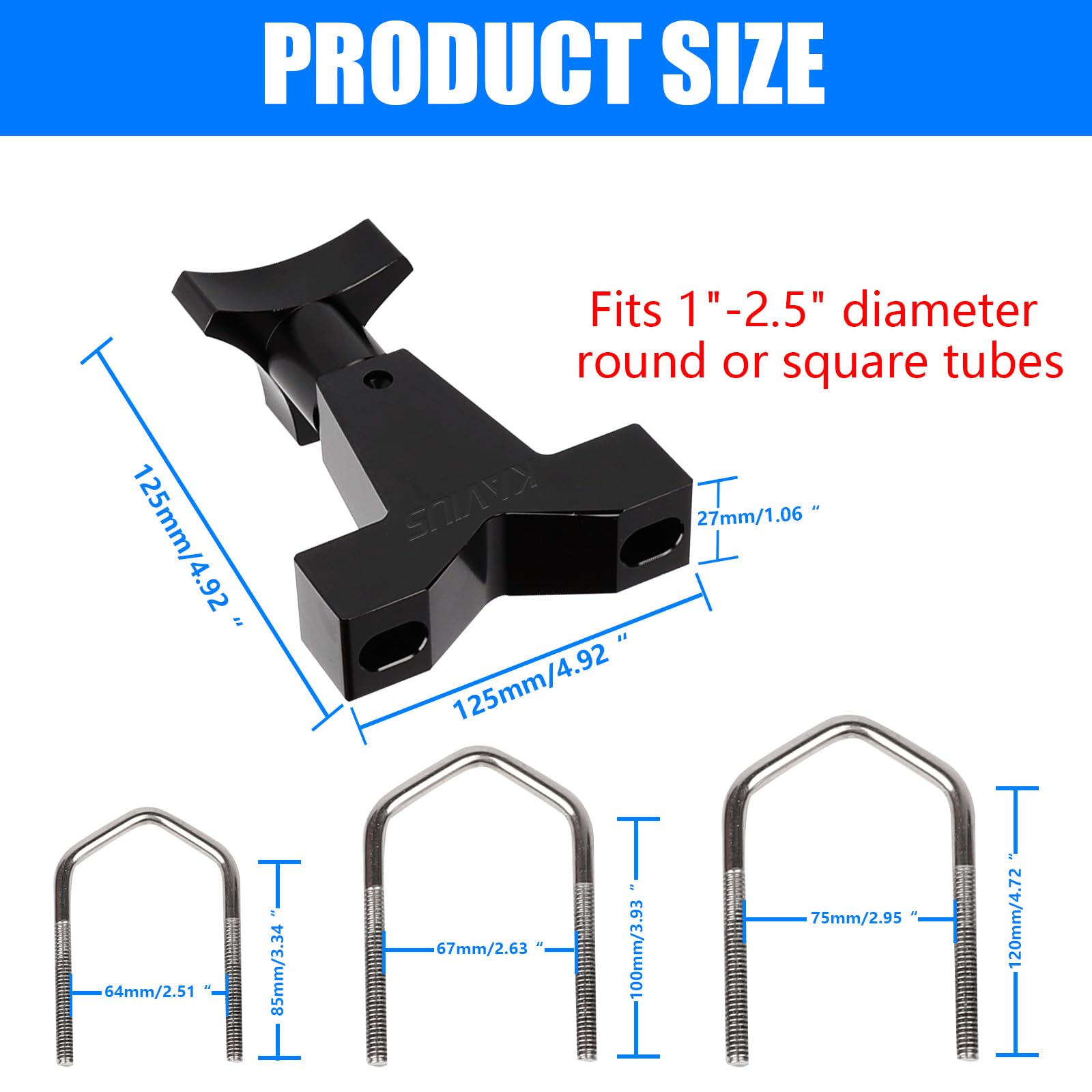 Support de cric de Levage élevé, Support de Tube de 1 à 2,5 Pouces, Compatible avec Jeep RZR Offroad Polaris Universel pour véhicule Camion, Montage de cric de Levage Haut réglable