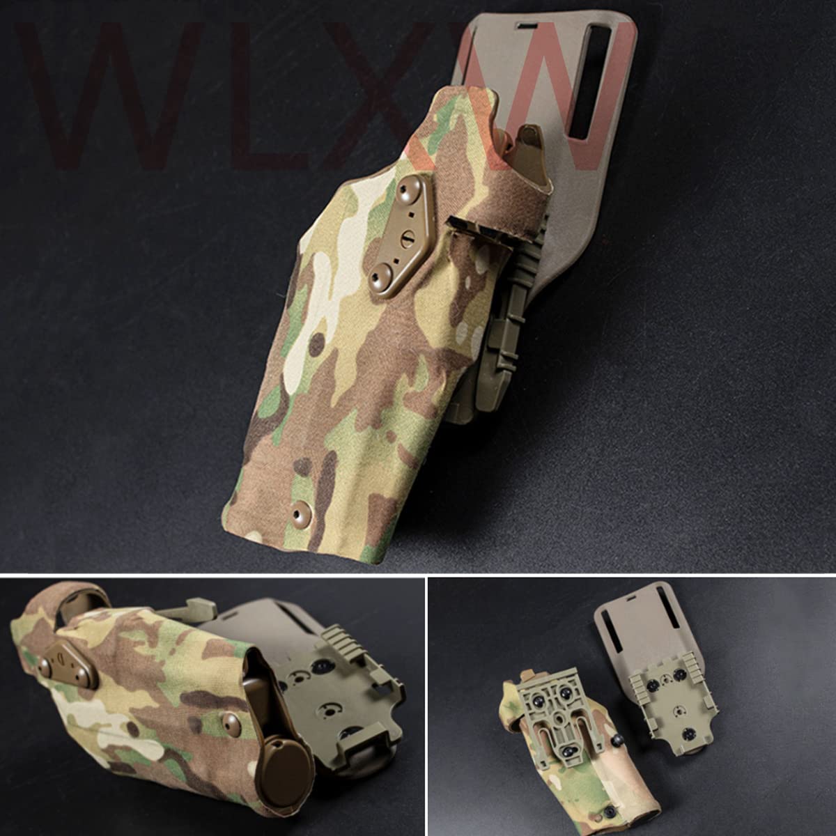 WLXW Funda Táctica Airsoft Funda Airsoft para Diestros para Glock 17/19 Compatible con X300 Funda De Luces QLS Adaptador De Montaje Rápido Gota De Cubierta De Pierna