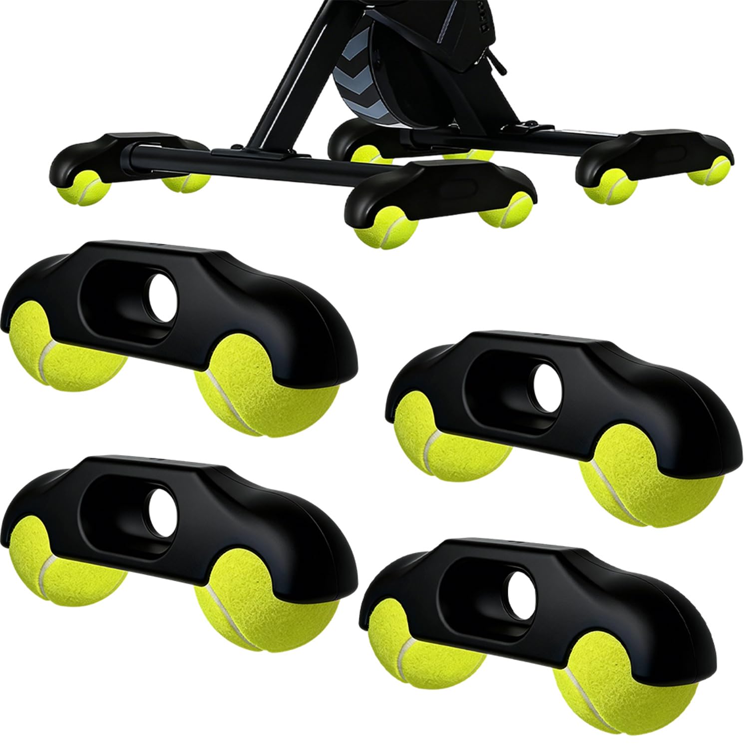 4 Stück Rocker Plate Feet, Indoor Cycling Snap Rocker Feet Adapter, Wippplatten-Fahrradtrainer, Tragbarer Cycling Tennisbälle Fußadapterr, für Wahoo Kickr Core Rollentrainer, Mit 8 Tennisbällen