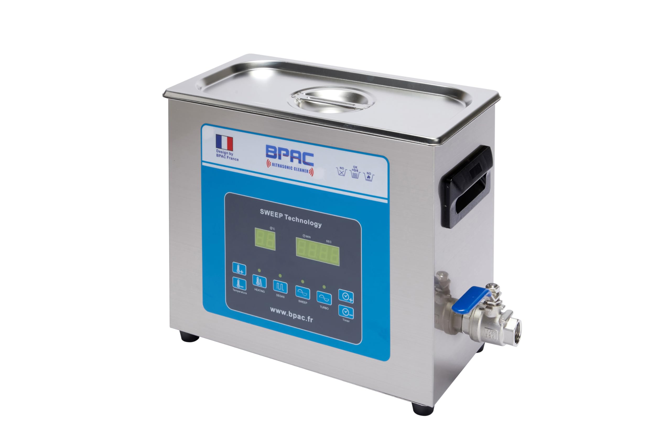 BPAC Nettoyeur Ultrasons Pro avec Cuve 6 Litres - Turbo + Sweep + Degas - Nettoyeur Ultrason Bijoux Puissance 180 W - Appareil Ultrasons Professionnel - Marque Française